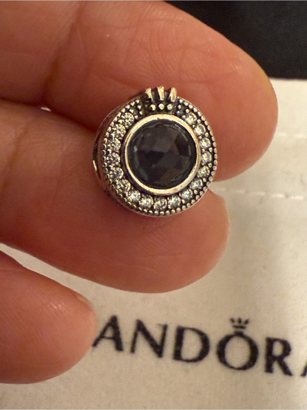 Pandora Silver Blue Faceted Crystal Halo Charm - Picture 5 of 15